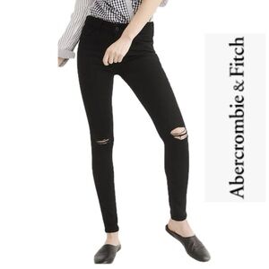 Abercrombie & Fitch "High Rise" Skinny Signature Distressed Black Jeans Size: 26